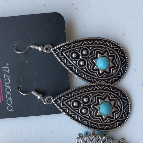 Paparazzi Jewelry Lot of 4 Southwestern Turquoise Blue Dangles - Picture 5 of 5